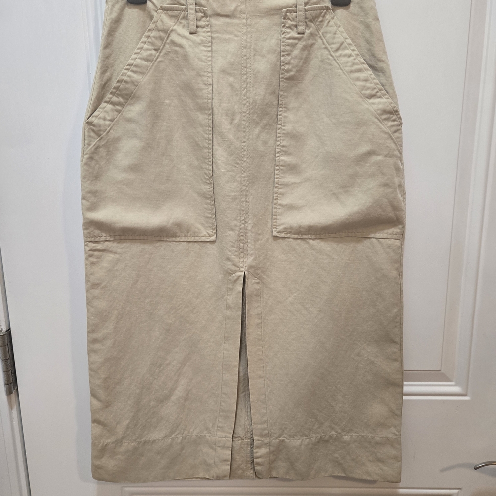 INTERMIX Beige Midi Skirt with Front Slit